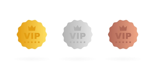 Stel VIP-badges in in de kleur goud, zilver en brons. Rond label met drie VIP-niveaus.