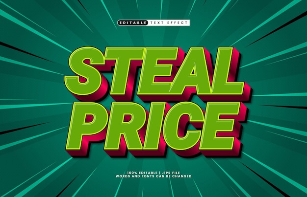 stelen van prijs bewerkbare tekst-effect met een verkoop en korting tekst stijl