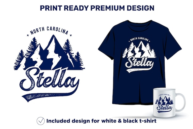 Stella North Carolina print klaar sublimatie ontwerp voor shirts mokken vinyl decor andere afdrukken