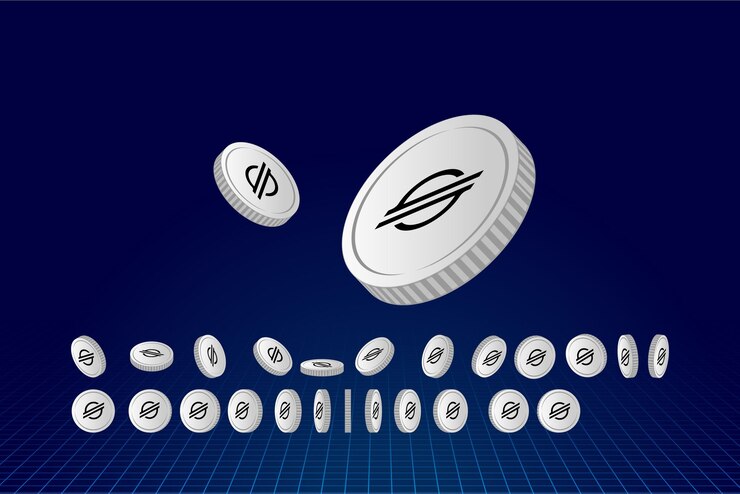 Vector stellar xlm crypto currency coin cryptocurrency concept banner background