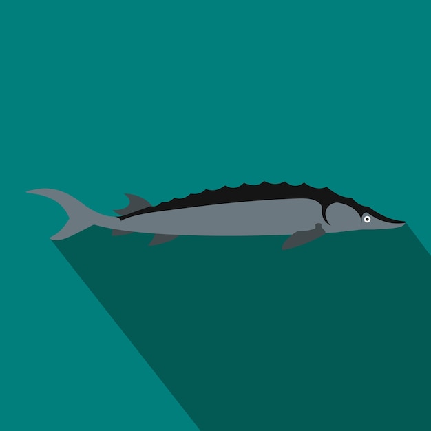 Stellate fish icon in flat style with long shadow Sea and ocean symbol