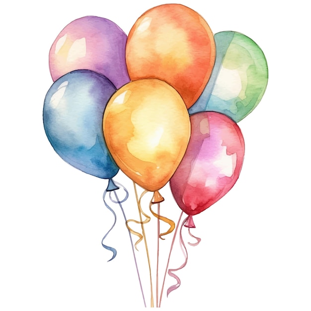 Stelletje ballonnen aquarel illustratie Hand getrokken illustratie geïsoleerd op een witte achtergrond