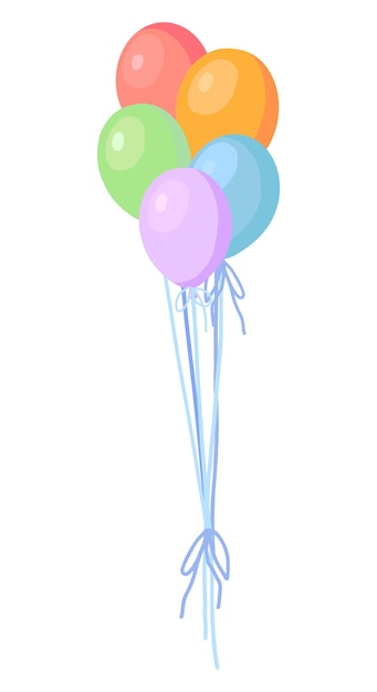 Stelletje ballonnen cartoon vectorillustratie Viering partij vakantie decor cliparts geïsoleerd op een witte achtergrond