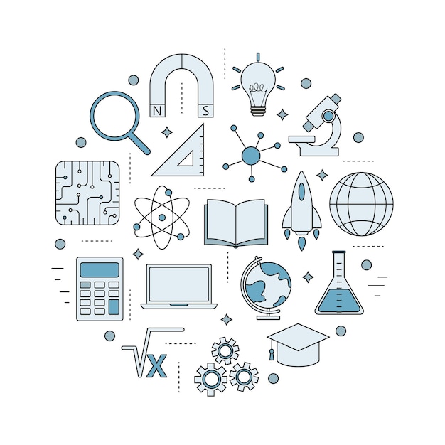 Vector stem education icons 9