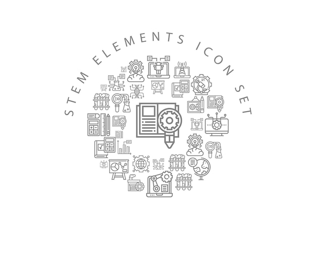 Stem elements icon set design