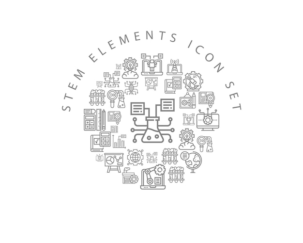 Stem elements icon set design