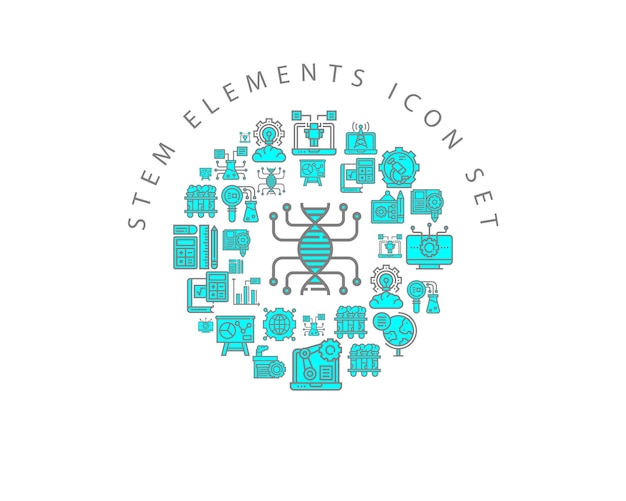 Vector stem elements icon set design