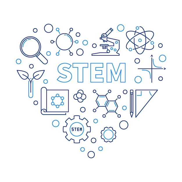 Stem heart   illustration in thin line style