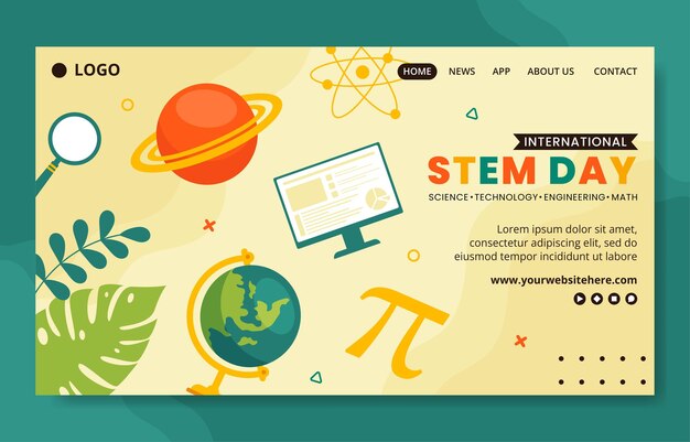 Vector stem science technology engineering mathematics education social media landing page illustration