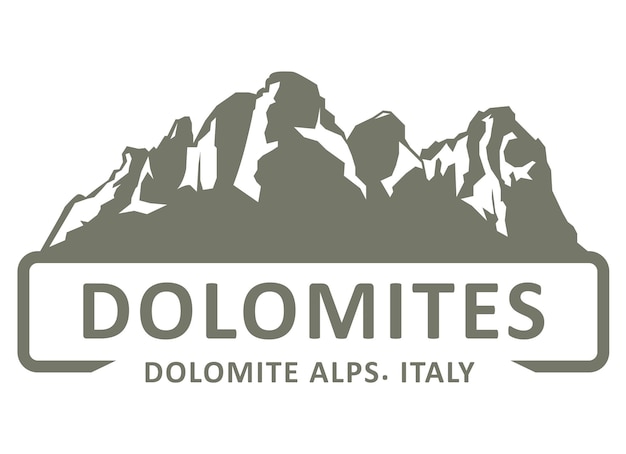 Vector stempel of embleem van de dolomieten alpen dolomieten bergen sihouette italië vector