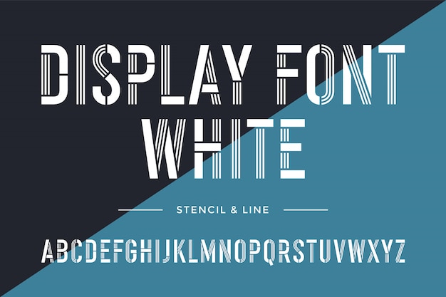 Stencil line font. colorful condensed alphabet and font