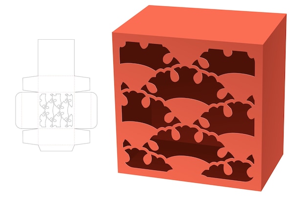 Modello fustellato a scatola stampata e mockup 3d