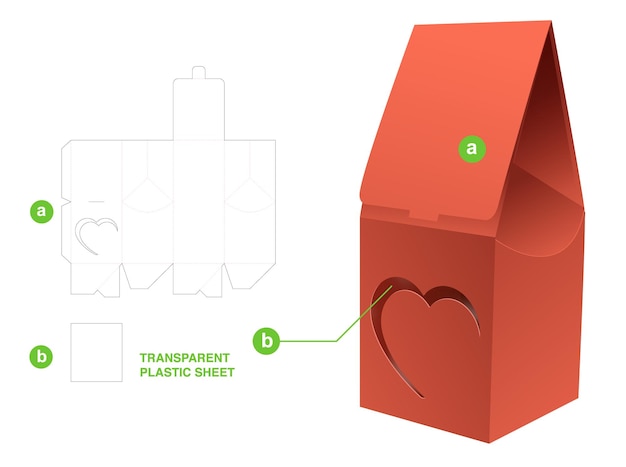 ステンシル ハート ボックス ダイ カット テンプレートと 3 d モックアップ