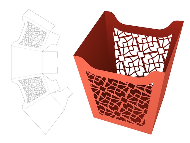 Трафаретный шаблон для высечки контейнера для закусок и 3D-макет