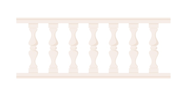 Vector stenen balustrade met balusters voor schermen paleis hek balkon leuning met pilaren decoratieve reling kasteel architectuurelement platte vectorillustratie geïsoleerd op witte achtergrond