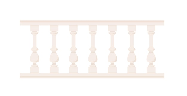 Vector stenen balustrade met balusters voor schermen paleis hek balkon leuning met pilaren decoratieve reling kasteel architectuurelement platte vectorillustratie geïsoleerd op witte achtergrond