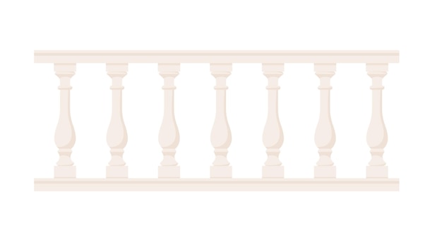 Stenen balustrade met balusters voor schermen Paleis hek Balkon leuning met pilaren Decoratieve reling Kasteel architectuurelement Platte vectorillustratie geïsoleerd op witte achtergrond