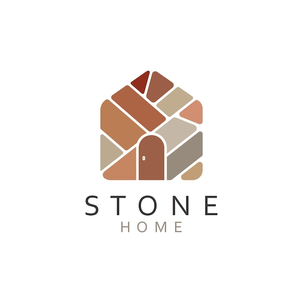 Stenen huis vector illustratie Logo sjabloon