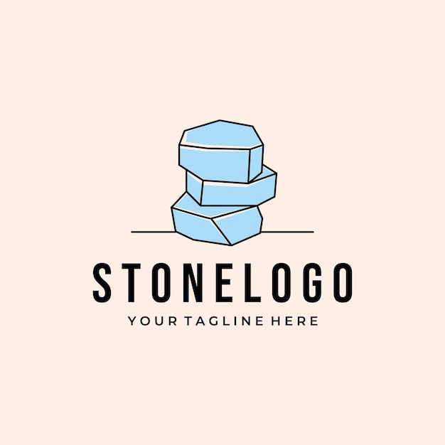 Stenen Logo Line Art Minimalistische Vector Illustratie Template Design Balance Stone Logo Design
