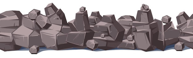 Stenen ondergrond. Naadloze grens met grind rots stapels geïsoleerd op een witte achtergrond