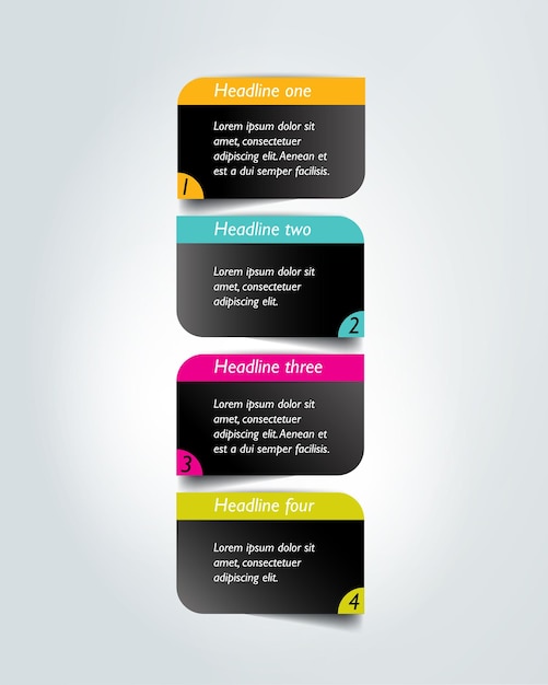 Step by step diagram Infographic flat tab