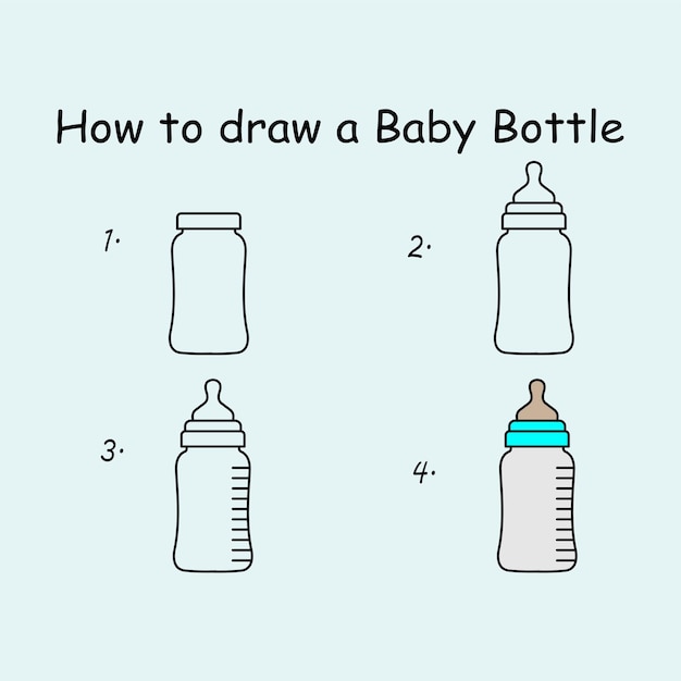 赤ちゃんのボトルを描くチュートリアル 赤ちゃんのボトルを描くレッスン