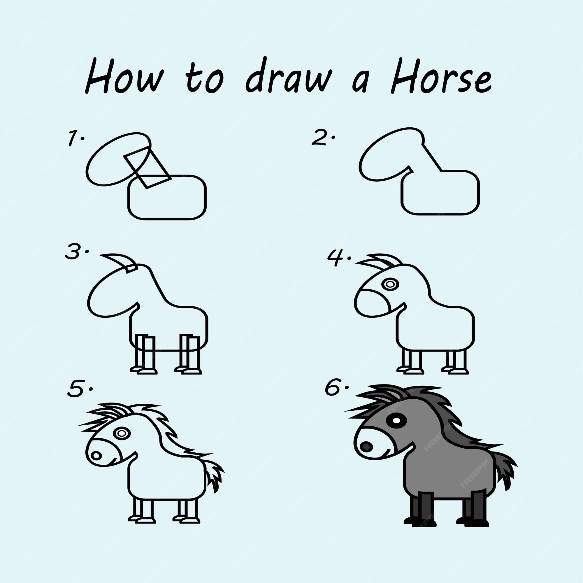 How-To-Draw-Horses  Drawing lessons, Cavalo desenho, Cavalos