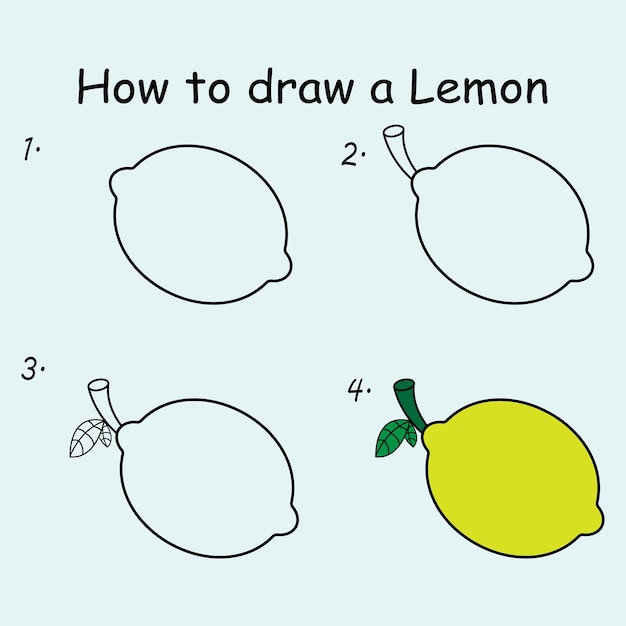 Step by step to draw a Lemon Drawing tutorial a Lemon Drawing lesson for children