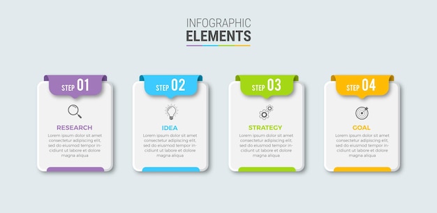 Vettore elementi di flusso di progettazione infografica aziendale del grafico a gradini