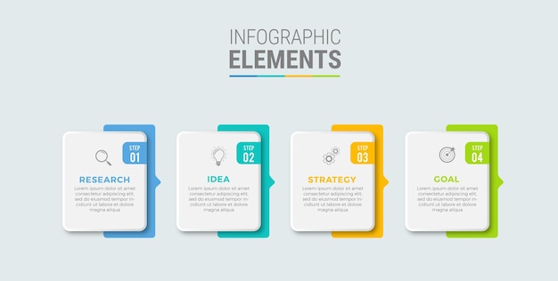 Vettore elementi di flusso di progettazione infografica business grafico passo