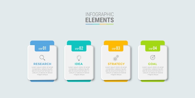 Vector step chart business infographic design flow elements