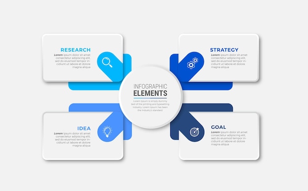 Vettore elementi di flusso di progettazione infografica business grafico passo