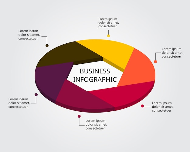 step circle chart template for infographic for presentation for 6 element