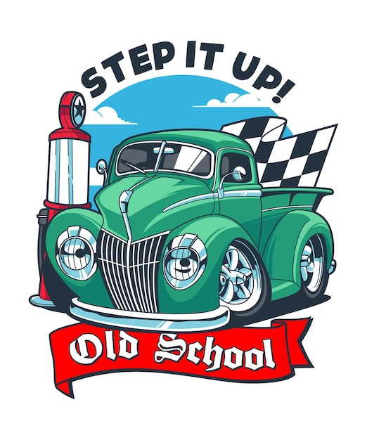 Vector step it up vintage cartoon illustration