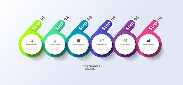 Step six infographic business banner template colorful  gradient design