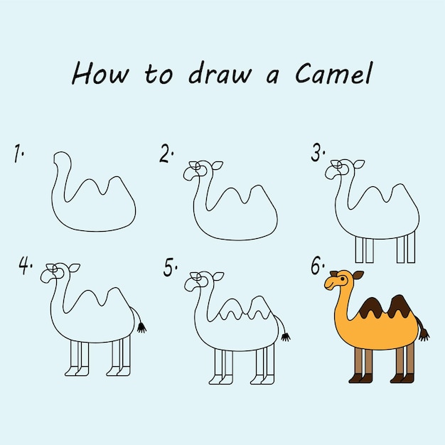 Vector step to step draw a camel good for drawing child kid illustration vector illustration