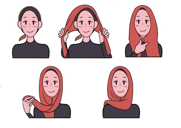 Step to step of wearing a hijab  girl icon