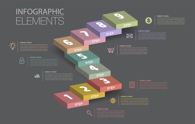 Step up of business successful concept stair infographic vector