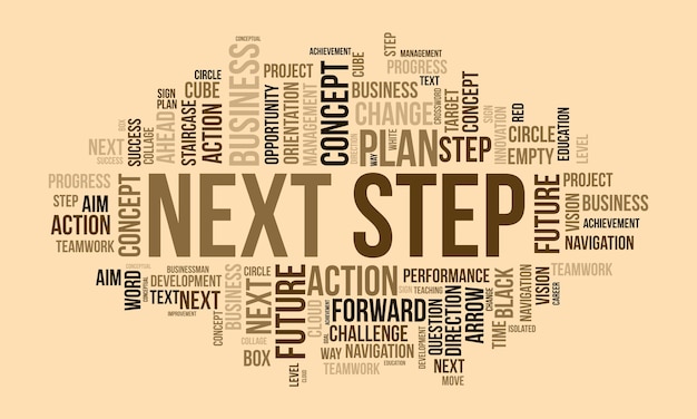 Vector next step word cloud template business concept vector background