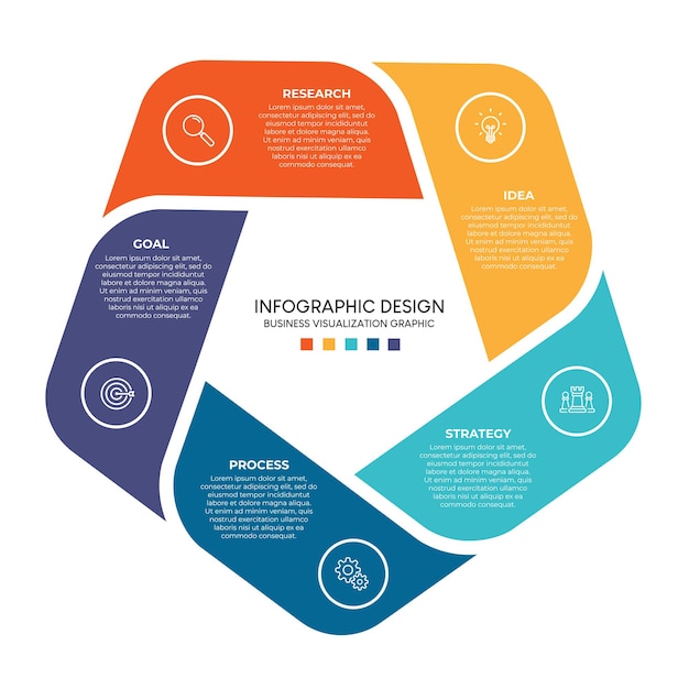 Steps business data visualization timeline process infographic template design with icons