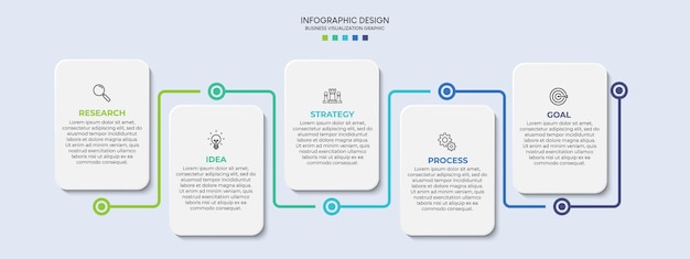 Passaggi per la progettazione del modello di infografica del processo di visualizzazione dei dati aziendali con le icone