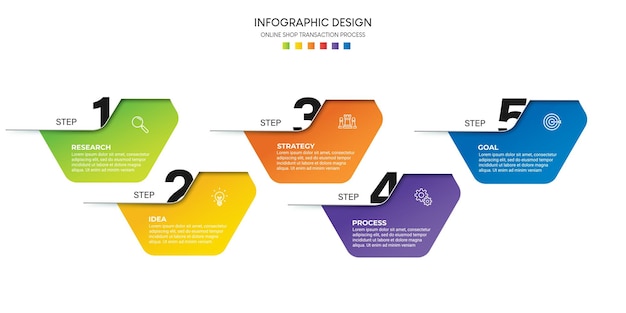 Steps business data visualization timeline process infographic template design with icons