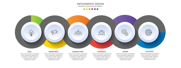 ステップビジネスデータの視覚化タイムラインプロセスインフォグラフィックテンプレートデザインアイコンで