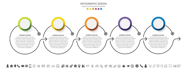 Passaggi per la progettazione del modello di infografica del processo di visualizzazione dei dati aziendali con le icone