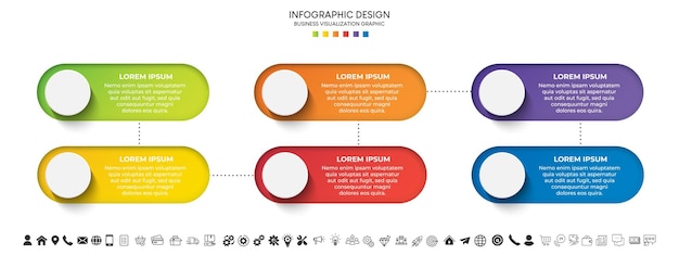 Passaggi per la progettazione del modello di infografica del processo di visualizzazione dei dati aziendali con le icone