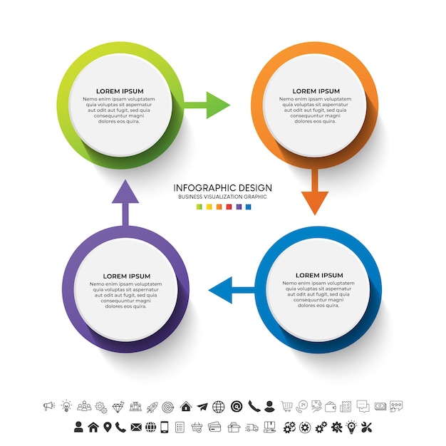 ベクトル ステップビジネスデータの視覚化タイムラインプロセスインフォグラフィックテンプレートデザインアイコンで