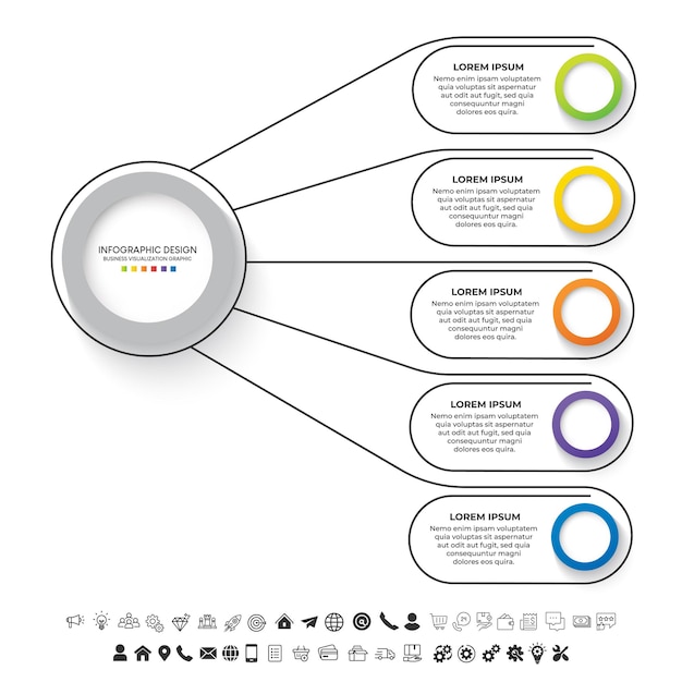 ベクトル ステップビジネスデータの視覚化タイムラインプロセスインフォグラフィックテンプレートデザインアイコンで