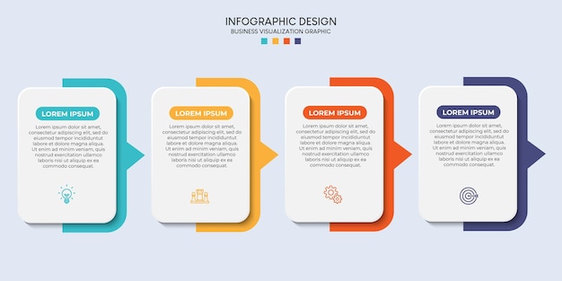 Passaggi per la progettazione del modello di infografica del processo di visualizzazione dei dati aziendali con le icone