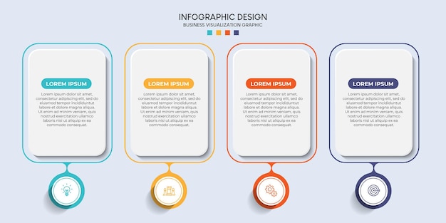 Вектор Шаги по временной шкале визуализации бизнес-данных обрабатывают дизайн инфографического шаблона с иконками