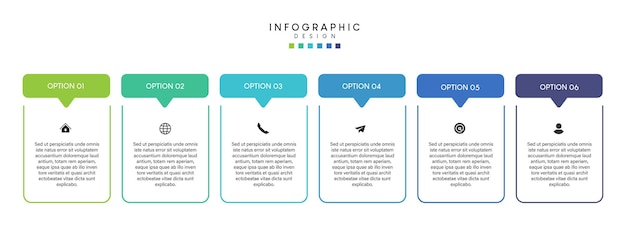 Passaggi per la progettazione del modello di infografica del processo di visualizzazione dei dati aziendali con le icone